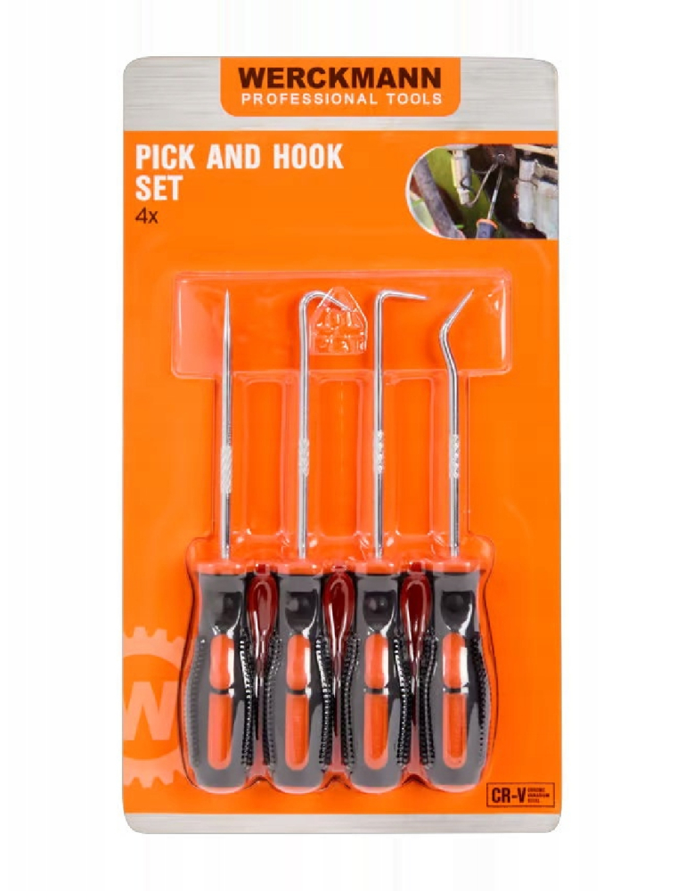 Set cârlige și dornuri monteur 4 piese – oțel Cr-V, vârfuri precise, mânere ergonomice antialunecare – Werckmann [2]