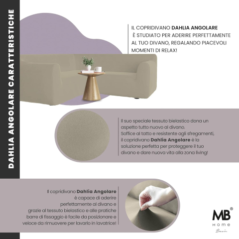 Husă Elastică pentru Canapea Italian Bed Linen Dahlia, Gri „Dove Grey” – Acoperire Completă, 350–450 cm [2]