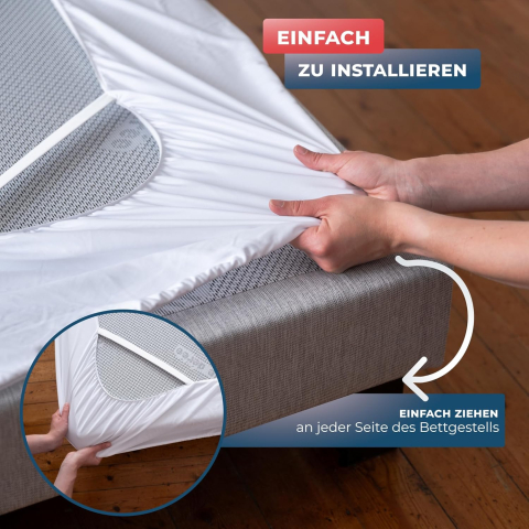 Husă cadru pat 160x200 cm WRAPPYBAG, elastică, acoperire completă, OEKO-TEX – Taupe [2]