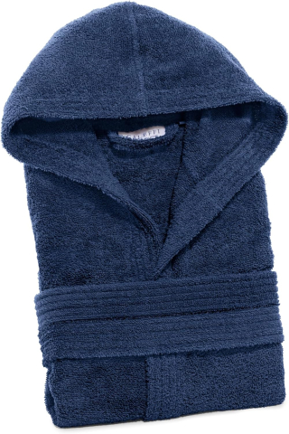 Halat de Baie cu Glugă Caleffi Minorca, 100% Bumbac, Indigo, Mărimea XL – Unisex, Pentru Baie, Saună și Relaxare Acasă [2]