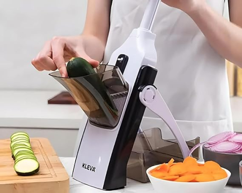 Feliator Legume One-Push XL cu Protecție pentru Degete – Kleva Range SAFESLICER01, cu Bonus Peeler [1]