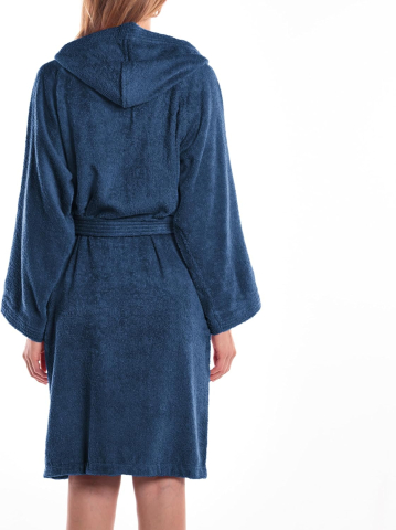 Halat de Baie cu Glugă Caleffi Minorca, 100% Bumbac, Indigo, Mărimea XL – Unisex, Pentru Baie, Saună și Relaxare Acasă [3]