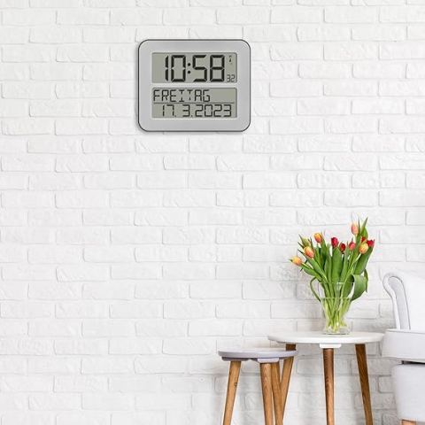 Ceas Digital de Perete TFA Dostmann TimeLine Max 60.4512.01 – Radio Controlat, Afișaj Mare, cu Dată, Zi, Alarmă și Oră Dublă [2]