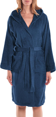 Textile de baie - Halat de Baie cu Glugă Caleffi Minorca, 100% Bumbac, Indigo, Mărimea XL – Unisex, Pentru Baie, Saună și Relaxare Acasă