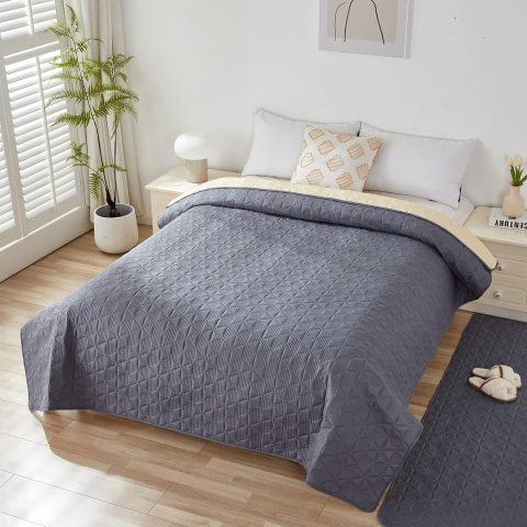 Husă Impermeabilă Taiyang pentru Canapea și Pat – Protecție Mobilier pentru Câini, Pisici și Copii, Antiderapantă, Gri, 132–208 cm [2]