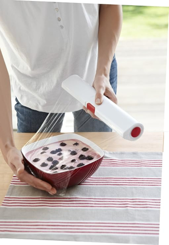 Dispenser folie alimentară EMSA Click & Cut 33 cm – Alb/Roșu, tăiere curată [1]