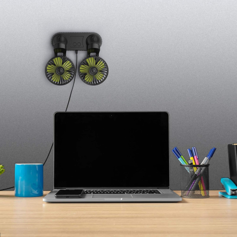 Ventilator auto dublu USB 5V, 3 trepte, 360° – Ymenow Car Fan [2]