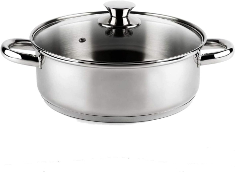 Veselă - Oală Vier CI18 din Inox 18/10 cu Bază Inducție, 18 cm, 2 L – Pentru Toate Tipurile de Plite