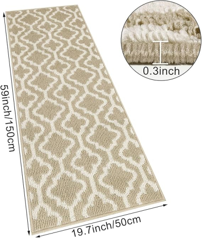 Covor-Șervețel SHACOS, Runner 50 x 150 cm, Antiderapant, Bej – Pentru Hol, Bucătărie, Intrare, Living [3]