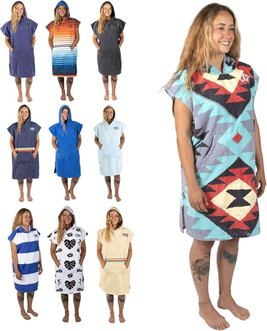 Textile de baie - Poncho de Schimb COR Surf, cu Glugă și Buzunar Frontal – Halat Prosop din Microfibră Groasă, Uscare Rapidă, pentru Surf, Plajă, Piscină și Înot, Mărimea M, Culoare Retro Sand