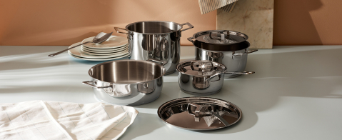 Set oale inox 18/10 cu bază aluminiu – 6 piese premium, design profesional Made in Italy – Alessi Pots & Pans [1]