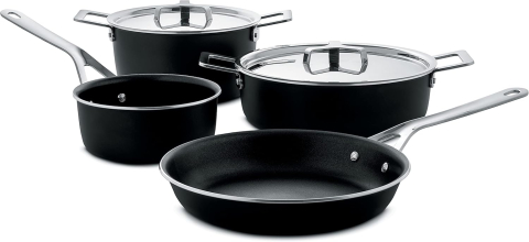 Tăvi și tigăi - Set oale inox 18/10 cu bază aluminiu – 6 piese premium, design profesional Made in Italy – Alessi Pots & Pans