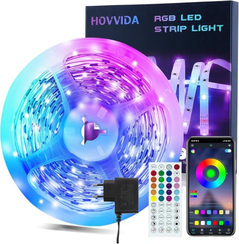 Lămpi și corpuri de iluminat - Bandă LED RGB 10m 5050 cu App și Telecomandă 24V