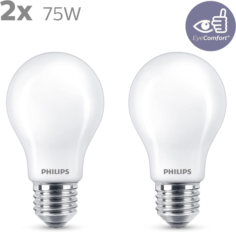 Bec LED E27 Filament Mat 75W Echivalent – Lumină Alb Cald | Philips Classic [1]