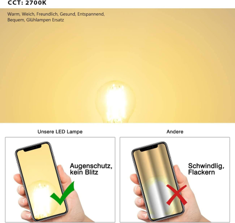 Bec LED E14 4W Filament P45 2700K Warm – Set 6 buc. | LVWIT [3]