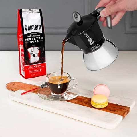 Cafetieră Clasică pentru Espresso, Bialetti – Moka Induction,  Compatibilă cu Toate Tipurile de Plite, 2 Căni (100 ml), Negru [Clasa A+] [2]