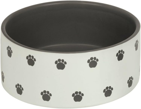Produse - Bol Ceramic Câini Nobby PATA 18 cm – Crem/Gri, Suprafeț̦ă Mată