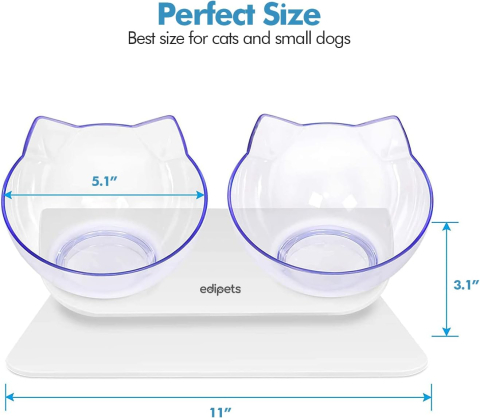 Bol Înălțat Pisici & Câini – Edipets, Anti-Vărsare, Transparent, Single/Double [2]