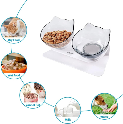 Bol Înălțat Pisici & Câini – Edipets, Anti-Vărsare, Transparent, Single/Double [1]
