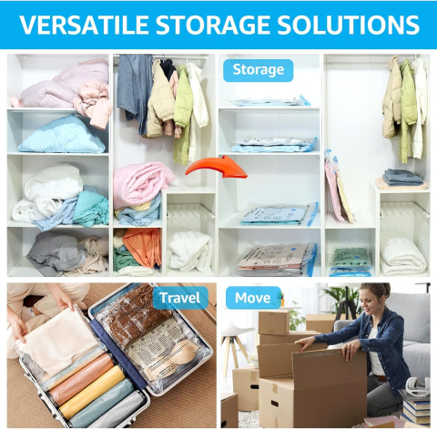 Set 6 pungi de vidat haine și textile, reutilizabile PA+PE – mărimi mixte (Jumbo, Mari, Mici) pentru economisire spațiu – BoxLegend [1]