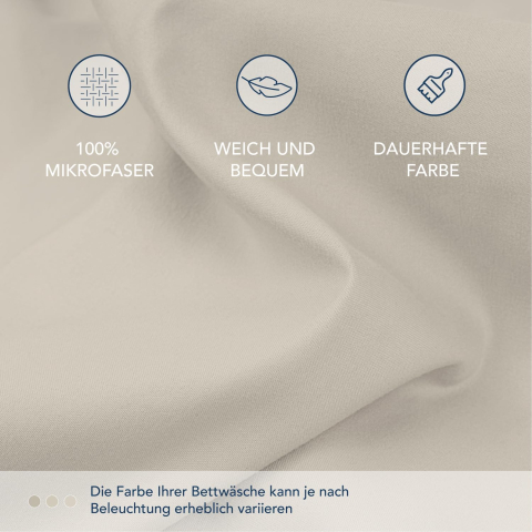 Cearșaf cu elastic Dreamzie 140×200 cm – Microfibră, 35 cm, Oeko-Tex, bej [3]