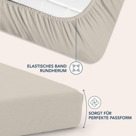 Cearșaf cu elastic Dreamzie 140×200 cm – Microfibră, 35 cm, Oeko-Tex, bej [2]