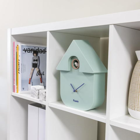 Ceas de Perete cu Cuc FISURA, Mint, Design Modern cu Pendul – Cadou Original, 21,5 x 8 x 41,5 cm, Plastic ABS [1]