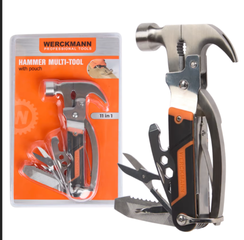 Unelte - Ciocan multifuncțional 11-în-1 pliabil din oțel inoxidabil – unealtă compactă cu husă – Werckmann