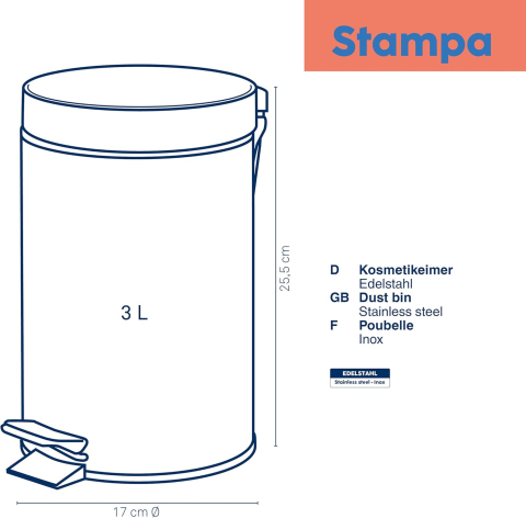Coș Baie Inox 3L cu Închidere Silențioasă – Kela Stampa 21887 [4]