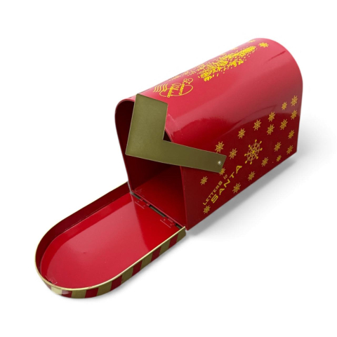 Casă - Cutie Poștală Crăciun „Letters to Santa” – Decor Metalic Roșu & Auriu – Tamtamshop.ro