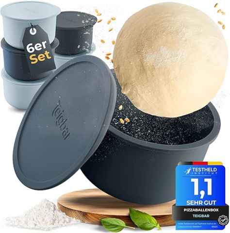 Produse - Cutii pentru Aluat de Pizza cu Capac, Set 6 Buc – Pizza Ball Box din Silicon Anti-Lipire, Fermentare Perfectă, Economisire Spațiu