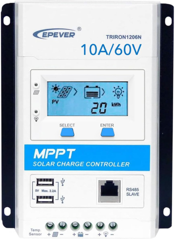 Lămpi și corpuri de iluminat - Controler Solar MPPT 10A, EPEVER® Triron 1206N – 12/24V, Detecție Automată, 60V Max, USB, RS485
