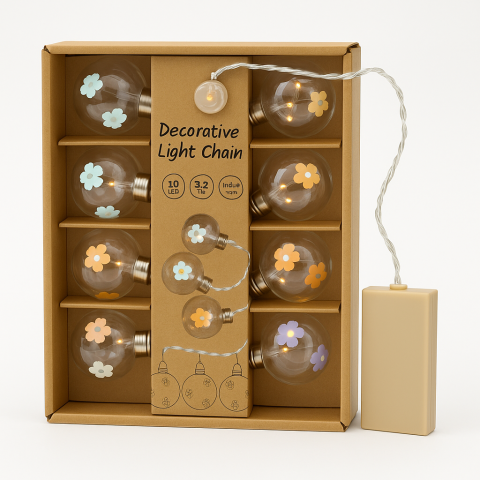 Noutăți - Ghirlandă luminoasă decorativă cu 10 globuri din sticlă, LED