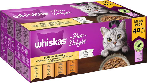 Hrană pentru animale de companie - Hrană Umedă Pisici Whiskas 1+ Ragout Pasăre, 40×85g – Completă & Delicioasă