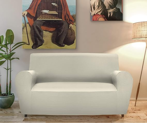 Husă Elastică pentru Canapea 3 Locuri GEMITEX Magico, Culoare Uni Crem – Spătar până la 240 cm [1]