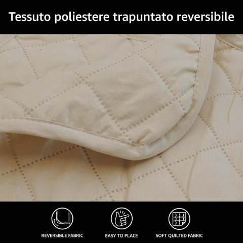 Husă canapea matlasată 2 locuri Comart Majestic, reversibilă, antiderapantă – Crem [2]