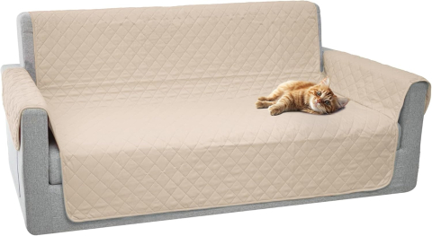 Casă - Husă canapea matlasată 2 locuri Comart Majestic, reversibilă, antiderapantă – Crem