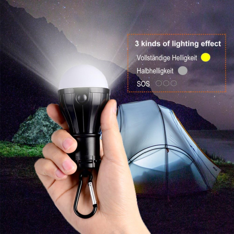 Lampă Camping LED cu Carabină – Set 4 Buc., 3 Moduri, Waterproof [3]