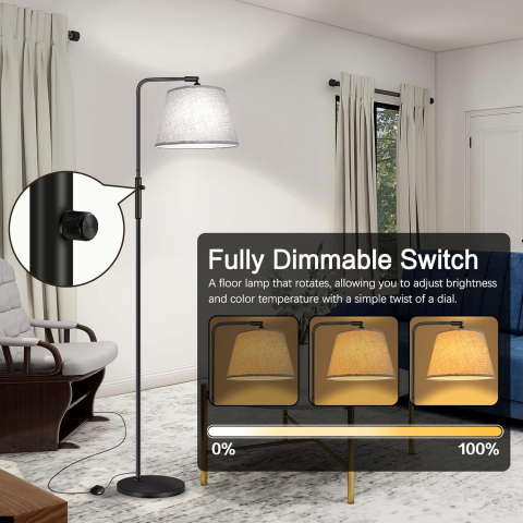 Lampă Podea LED Dimmabilă cu 3 Culori & Cap Rotativ – 9W Modernă [3]