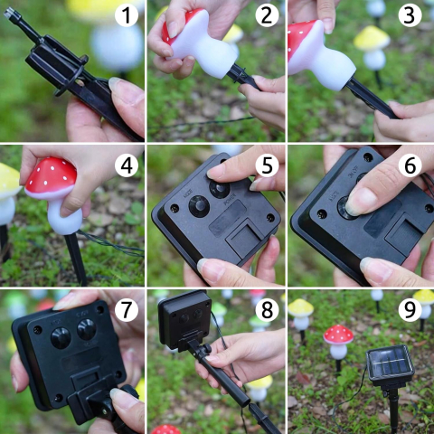 Lămpi Solare în Formă de Ciuperci – 6 LED, IP65, 8 moduri, decor grădină & balcon [3]