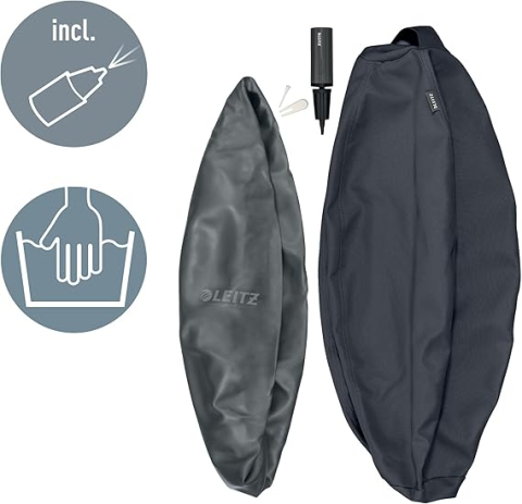 Minge de Birou Ergonomică cu Funcție Anti-Roll Leitz Ergo Active – Ø 75 cm, Husă Textilă, Gri Închis [3]