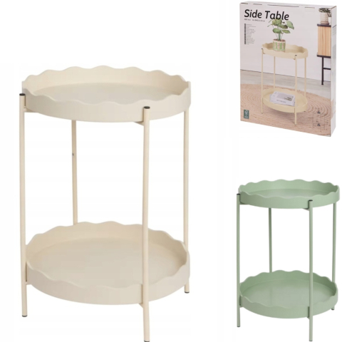 Produse - Masa rotunda auxiliara metalica crem-bej, 40,5 x 54 cm – Zd Trading