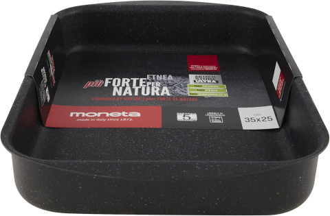 Tavă lasagna 35×25 cm antiaderentă, efect piatră – aluminiu gros, rezistentă și profesională – Moneta Etnea [2]