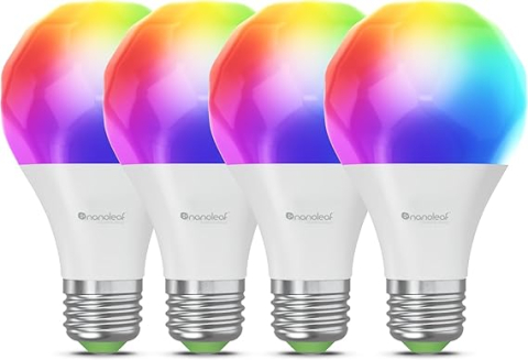 Produse - Set 4 BecurI Smart E27 RGBW, Nanoleaf Matter Essentials – Wi-Fi, 16 Milioane de Culori, Compatibile Alexa / Apple / Google Home
