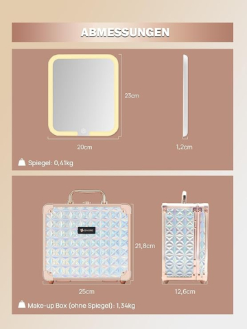 Makeup Box cu Oglindă Iluminată OMIRO – Albastru Sclipitor, Glam [1]