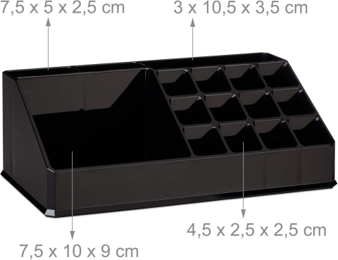 Organizator Machiaj 21 Compartimente + 5 Sertare – Relaxdays Acrilic Negru [4]