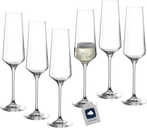 Bucătărie - Pahare Șampanie 280 ml Rezistente la Zgârieturi – Set 6 | LEONARDO Puccini