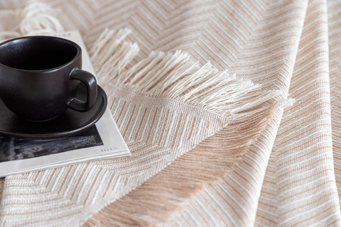 Pătură / Cuvertură Multifuncțională Todocama din Bumbac Reciclat – Pentru Pat, Canapea sau Fotoliu, Model Herringbone „Jarapas” [2]