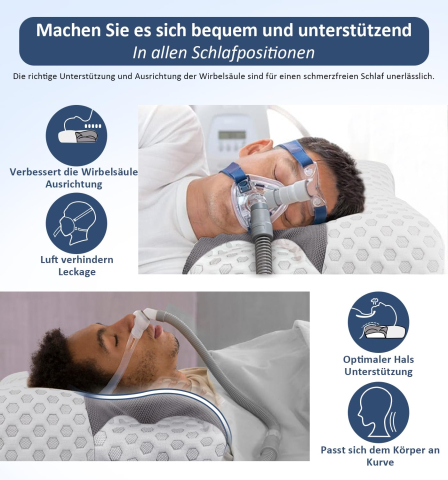 Pernă CPAP Memory Foam – Anti-leak, suport cervical, compatibilă cu orice mască CPAP [3]