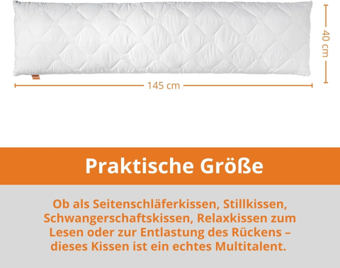 Pernă Lungă 40×145 cm Sleepling – Pentru dormit pe o parte, umplutură reglabilă, Oeko-Tex [1]